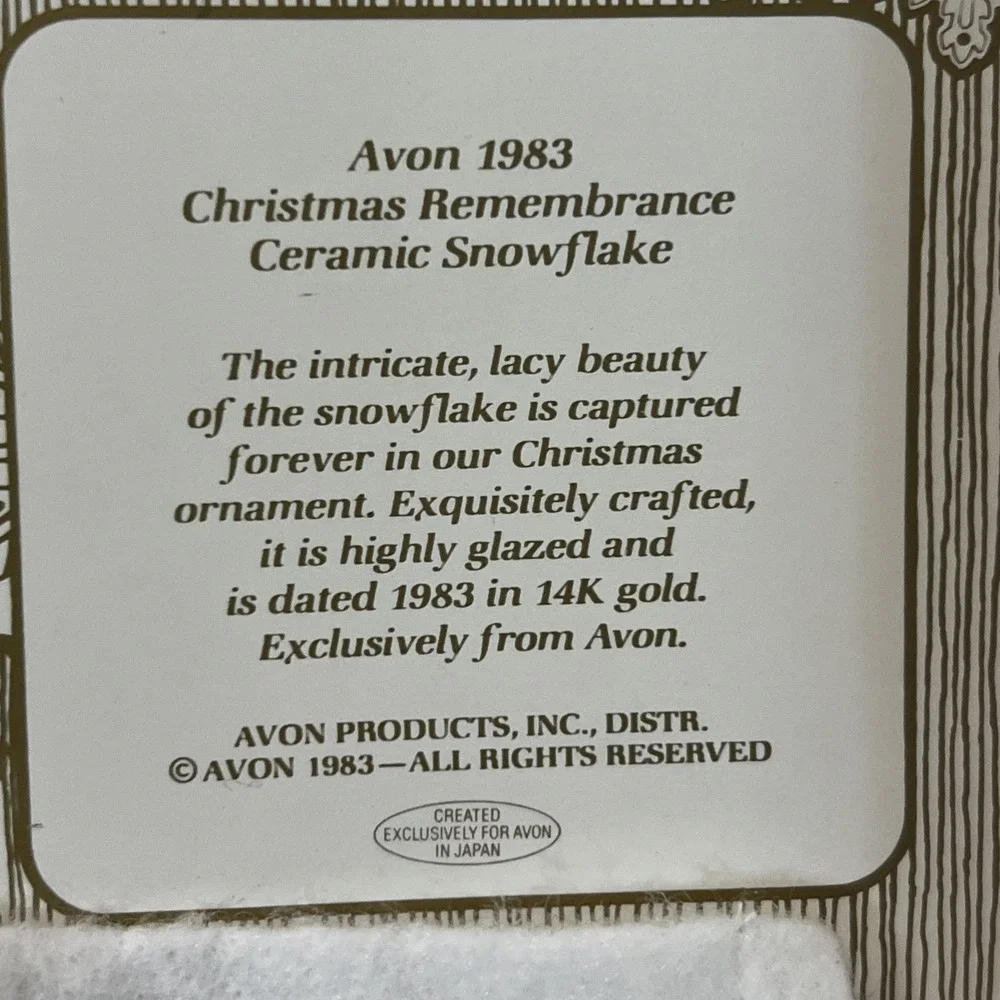Vintage Christmas AVON CERAMIC 1980‎ 1981 1982 1983 Wreath Dove Angel Snowflake
